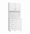 Kitchen Storage Cabinet Wooden Cupboard Organizer Home Furniture, White