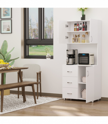 Kitchen Storage Cabinet Wooden Cupboard Organizer Home Furniture, White