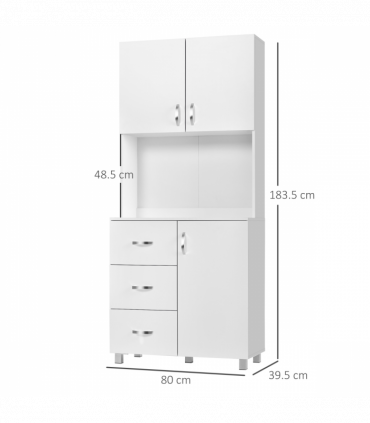 Kitchen Storage Cabinet Wooden Cupboard Organizer Home Furniture, White