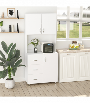 Kitchen Storage Cabinet Wooden Cupboard Organizer Home Furniture, White