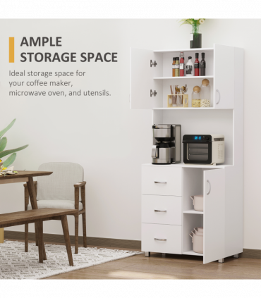 Kitchen Storage Cabinet Wooden Cupboard Organizer Home Furniture, White