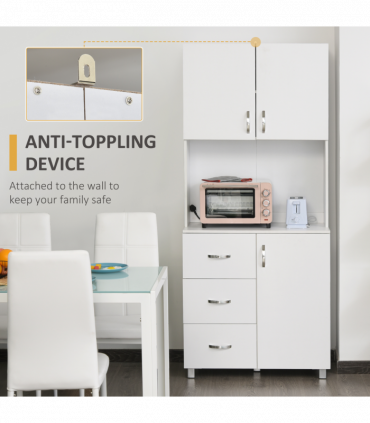 Kitchen Storage Cabinet Wooden Cupboard Organizer Home Furniture, White