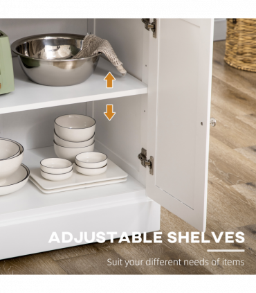 Kitchen Storage Trolley with Adjustable Shelf Rolling Kitchen Island White