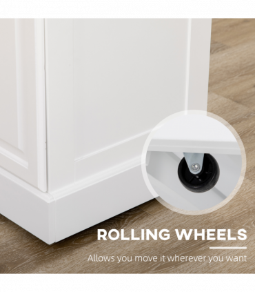 Kitchen Storage Trolley with Adjustable Shelf Rolling Kitchen Island White