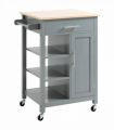 Kitchen Trolley Utility Cart on Wheels with Open Shelf & Storage Drawer Grey