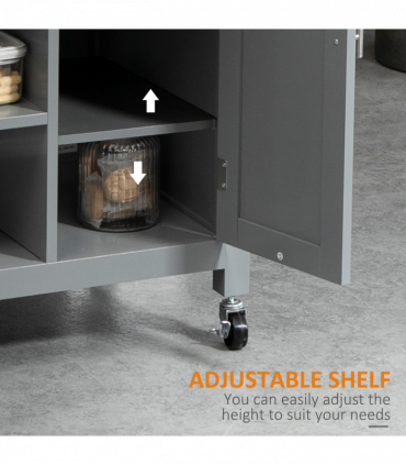 Kitchen Trolley Utility Cart on Wheels with Open Shelf & Storage Drawer Grey
