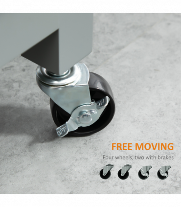 Kitchen Trolley Utility Cart on Wheels with Open Shelf & Storage Drawer Grey