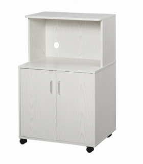 Microwave Cart on Wheels Utility Trolley 97x60.4x40.3cm, White