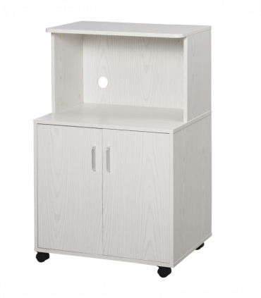 Microwave Cart on Wheels Utility Trolley 97x60.4x40.3cm, White