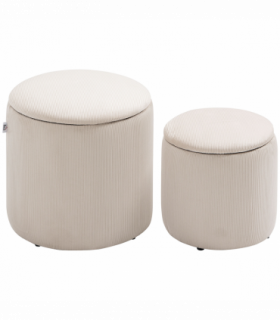 Modern Fabric Storage Ottoman with Removable Lid, Set of 2, Foot Stool, Cream White
