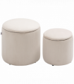 Modern Fabric Storage Ottoman with Removable Lid, Set of 2, Foot Stool, Cream White