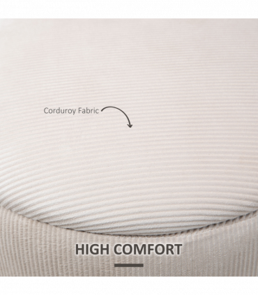 Modern Fabric Storage Ottoman with Removable Lid, Set of 2, Foot Stool, Cream White