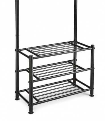 Multi Purpose Stand 18 Hooks For Clothes Shoes Hats Bags - Black