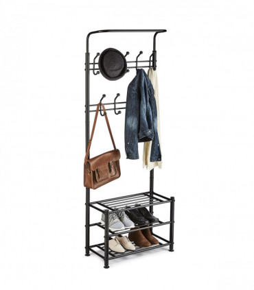 Multi Purpose Stand 18 Hooks For Clothes Shoes Hats Bags - Black