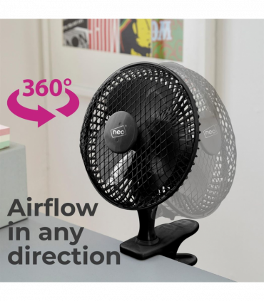 Neo Mini Clip Base Mount Desk Fan Black