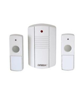 Omega Twin Bell Button Cordless Portable Door Chime Set Upto 75m Range- 17630