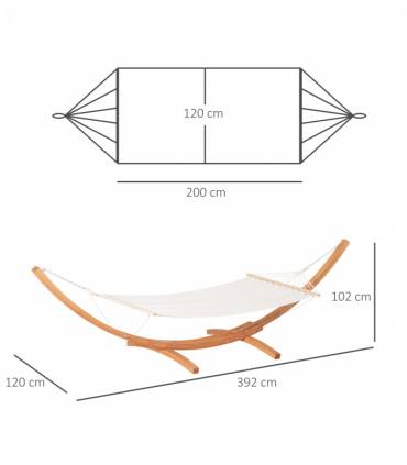 Outdoor Garden Hammock & Wooden Stand Swing Hanging Bed White