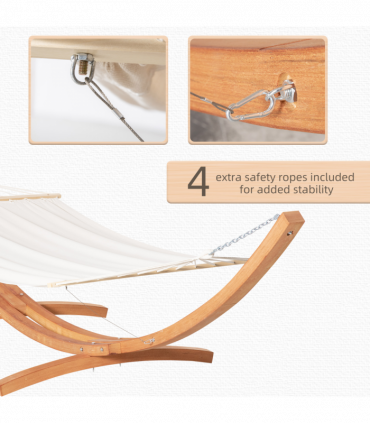 Outdoor Garden Hammock & Wooden Stand Swing Hanging Bed White