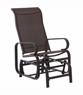 Outdoor Gliding Rocking Chair w/ Metal Frame for Patio, Backyard, Brown