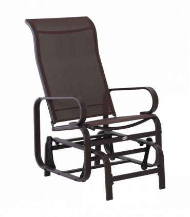 Outdoor Gliding Rocking Chair w/ Metal Frame for Patio, Backyard, Brown