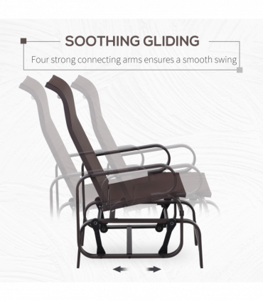 Outdoor Gliding Rocking Chair w/ Metal Frame for Patio, Backyard, Brown
