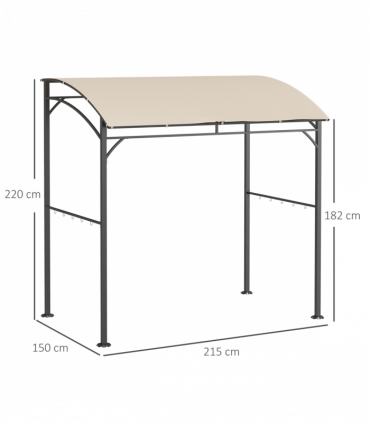 Outsunny 2.2 x 1.5 m BBQ Gazebo Tent Sun Shade with Canopy and 10 Hooks, Beige
