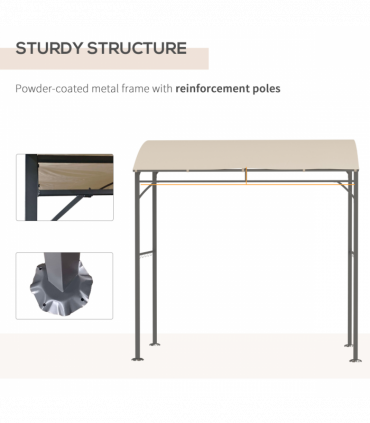 Outsunny 2.2 x 1.5 m BBQ Gazebo Tent Sun Shade with Canopy and 10 Hooks, Beige