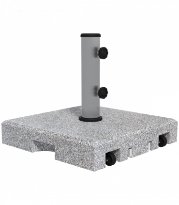 Outsunny 28kg Heavy Duty Granite Parasol Base with Wheels, Retractable Handle