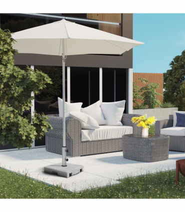 Outsunny 28kg Heavy Duty Granite Parasol Base with Wheels, Retractable Handle