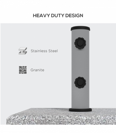 Outsunny 28kg Heavy Duty Granite Parasol Base with Wheels, Retractable Handle