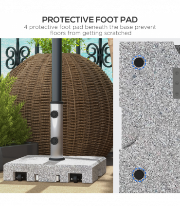 Outsunny 28kg Heavy Duty Granite Parasol Base with Wheels, Retractable Handle