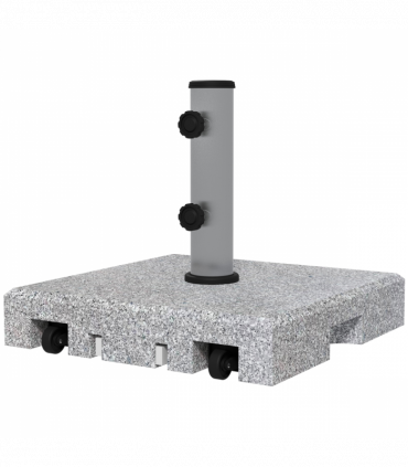 Outsunny 28kg Heavy Duty Granite Parasol Base with Wheels, Retractable Handle