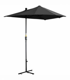 Outsunny 2m Half Garden Parasol Market Umbrella w/ Crank Handle, Base Black