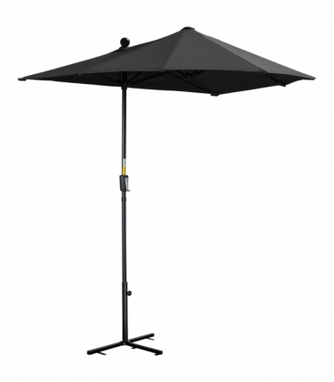 Outsunny 2m Half Garden Parasol Market Umbrella w/ Crank Handle, Base Black