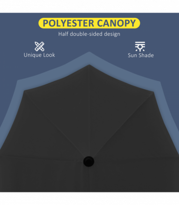 Outsunny 2m Half Garden Parasol Market Umbrella w/ Crank Handle, Base Black