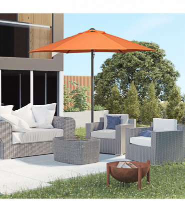 Outsunny 2m Parasol Patio Umbrella, Outdoor Sun Shade with 6 Ribs Orange