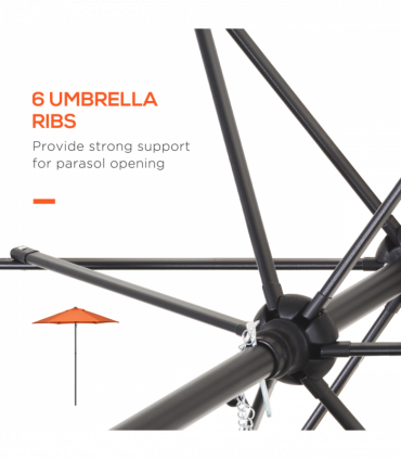 Outsunny 2m Parasol Patio Umbrella, Outdoor Sun Shade with 6 Ribs Orange