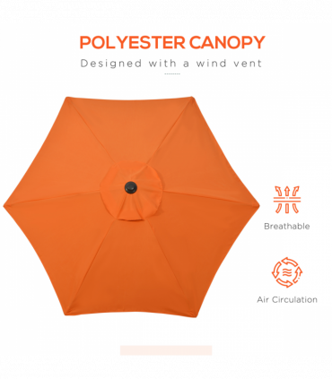 Outsunny 2m Parasol Patio Umbrella, Outdoor Sun Shade with 6 Ribs Orange