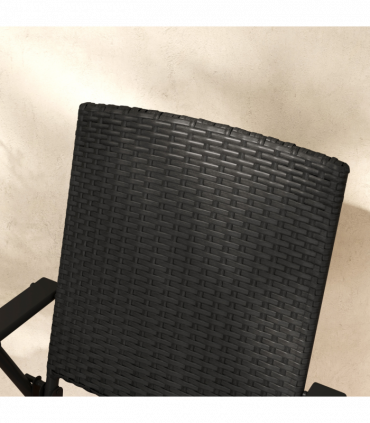Outsunny 2pcs Rattan Chair Foldable Garden Furniture w/ Armrest Black