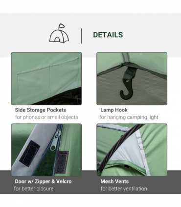 Outsunny 3 Man Camping Tent with Porch and Weather-Resistant Rainfly, Green