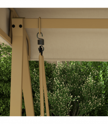 Outsunny 3 Seater Garden Swing Chair with Adjustable Canopy and Cushions, Beige