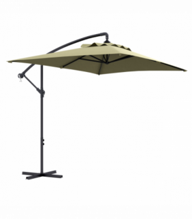 Outsunny 3 m Cantilever Parasol with Cross Base, Crank Handle, 6 Ribs, Beige