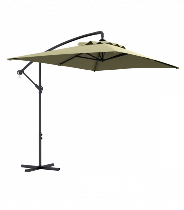 Outsunny 3 m Cantilever Parasol with Cross Base, Crank Handle, 6 Ribs, Beige