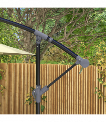 Outsunny 3 m Cantilever Parasol with Cross Base, Crank Handle, 6 Ribs, Beige