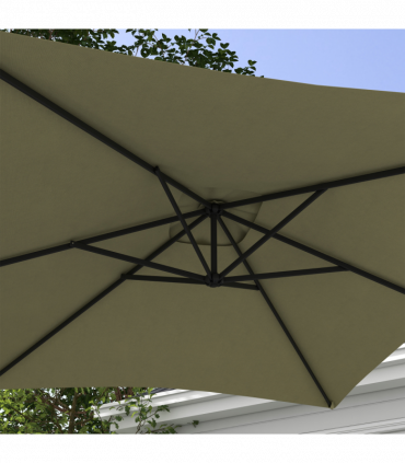 Outsunny 3 m Cantilever Parasol with Cross Base, Crank Handle, 6 Ribs, Beige
