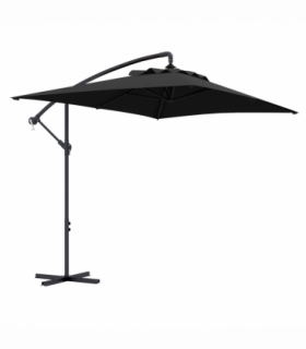 Outsunny 3 m Cantilever Parasol with Cross Base, Crank Handle, 6 Ribs, Black