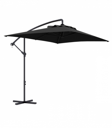 Outsunny 3 m Cantilever Parasol with Cross Base, Crank Handle, 6 Ribs, Black