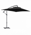 Outsunny 3 m Cantilever Parasol with Cross Base, Crank Handle, 6 Ribs, Black
