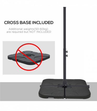 Outsunny 3 m Cantilever Parasol with Cross Base, Crank Handle, 6 Ribs, Black