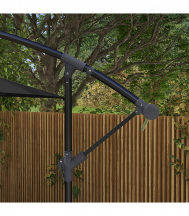 Outsunny 3 m Cantilever Parasol with Cross Base, Crank Handle, 6 Ribs, Black